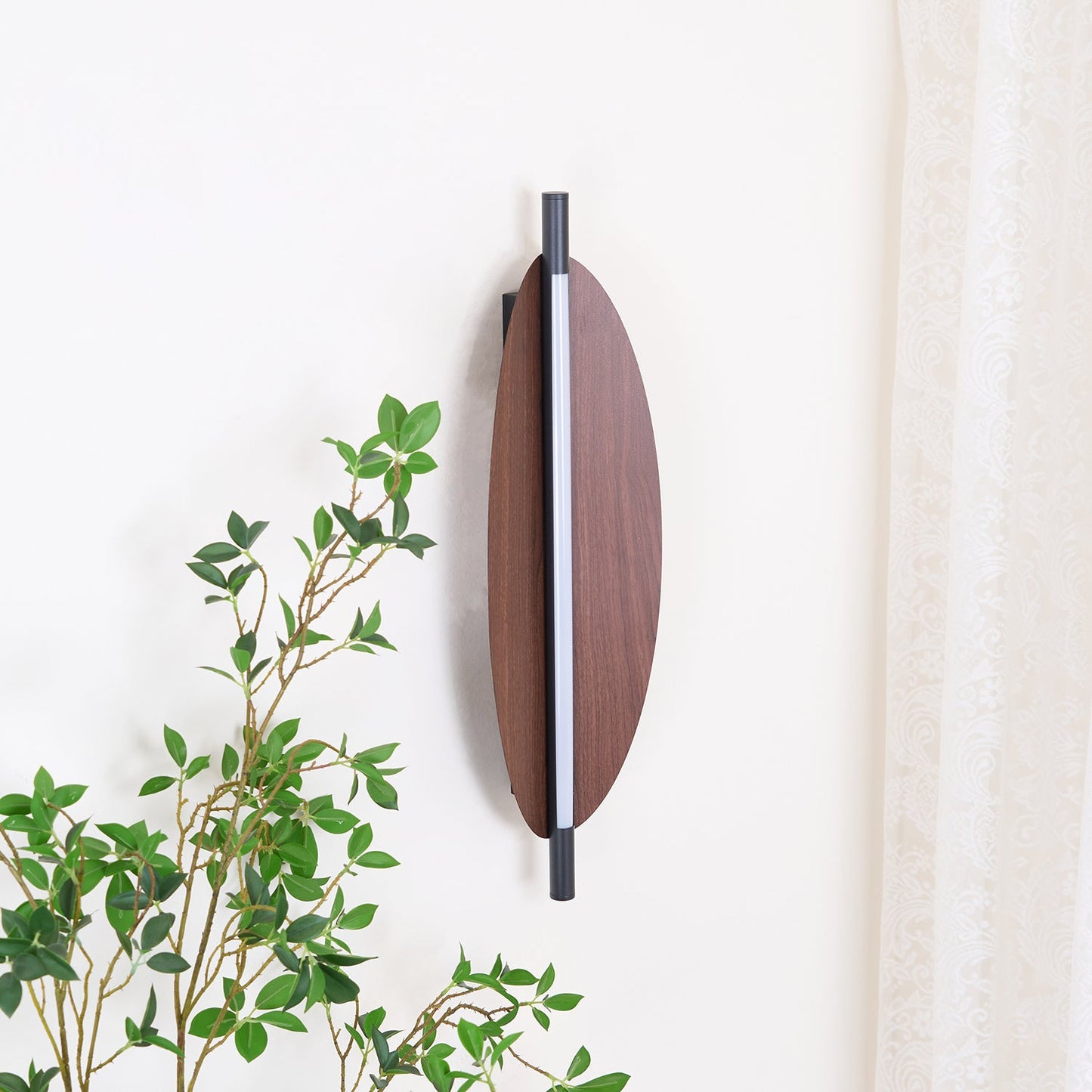 Wall Sconce Light | Walnut Wood Finish | Set of 2
