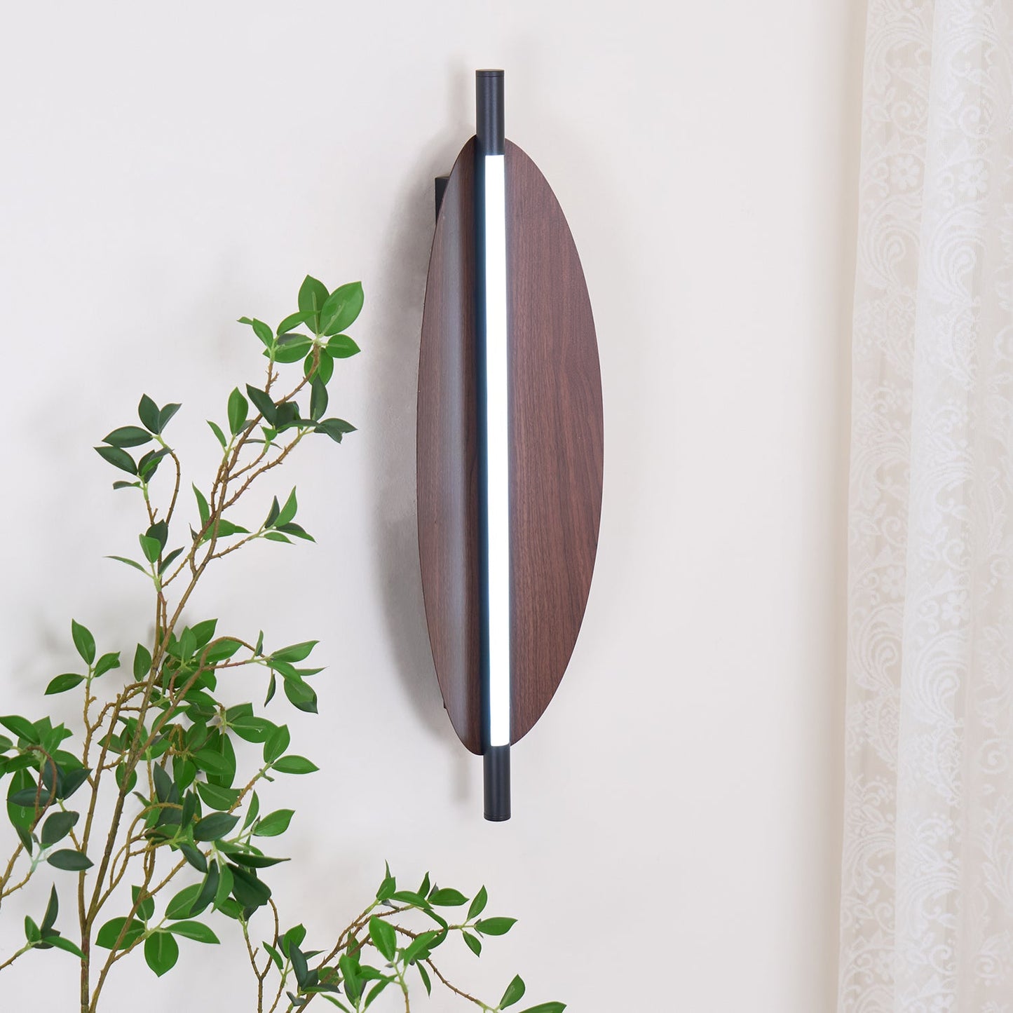 Wall Sconce Light | Walnut Wood Finish | Set of 2