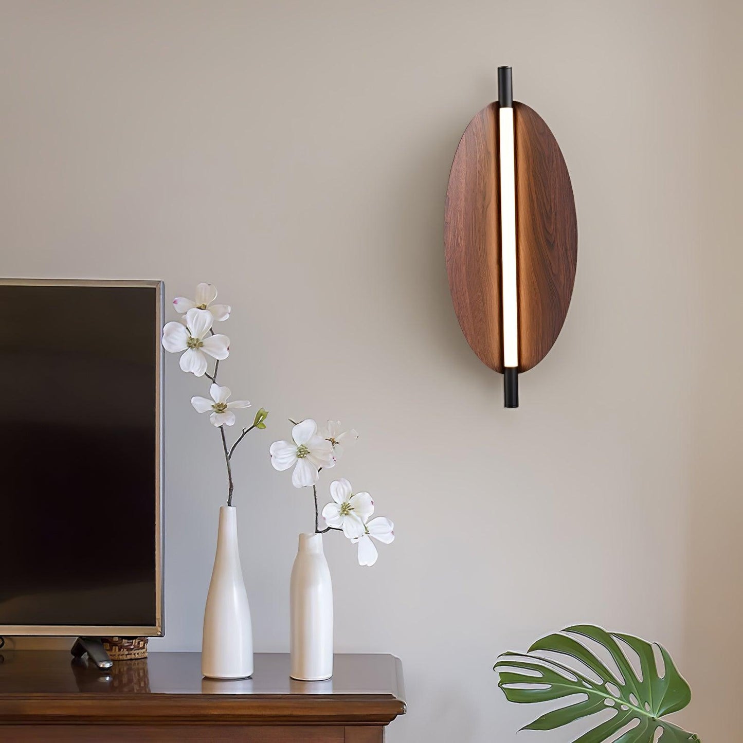 Wall Sconce Light | Walnut Wood Finish | Set of 2