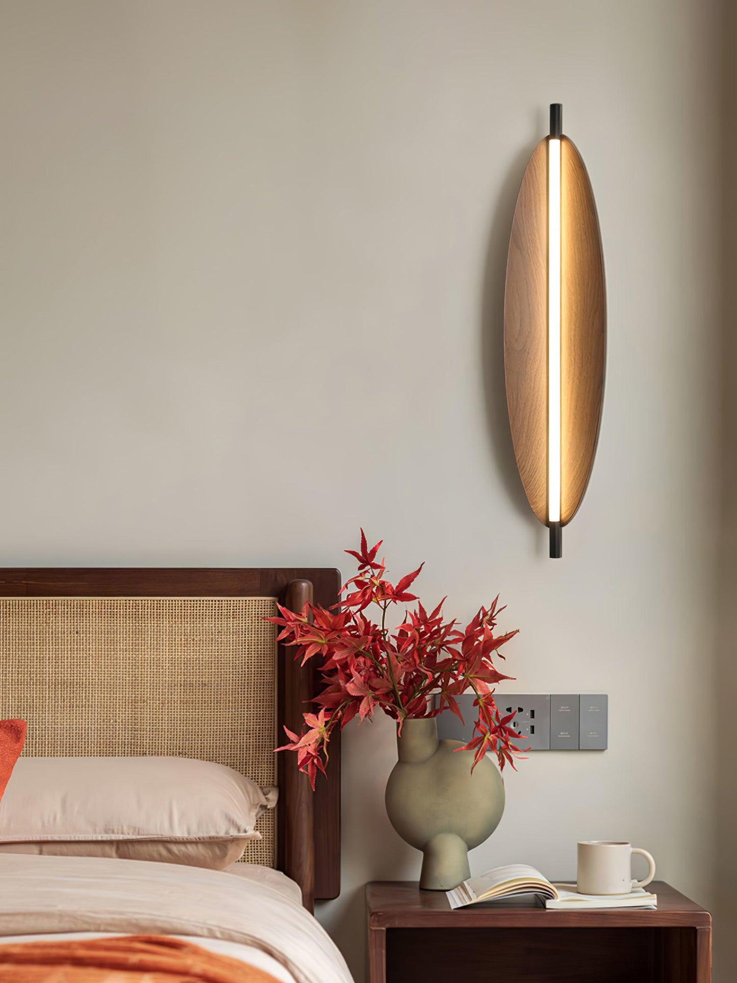 Wall Sconce Light | Walnut Wood Finish | Set of 2