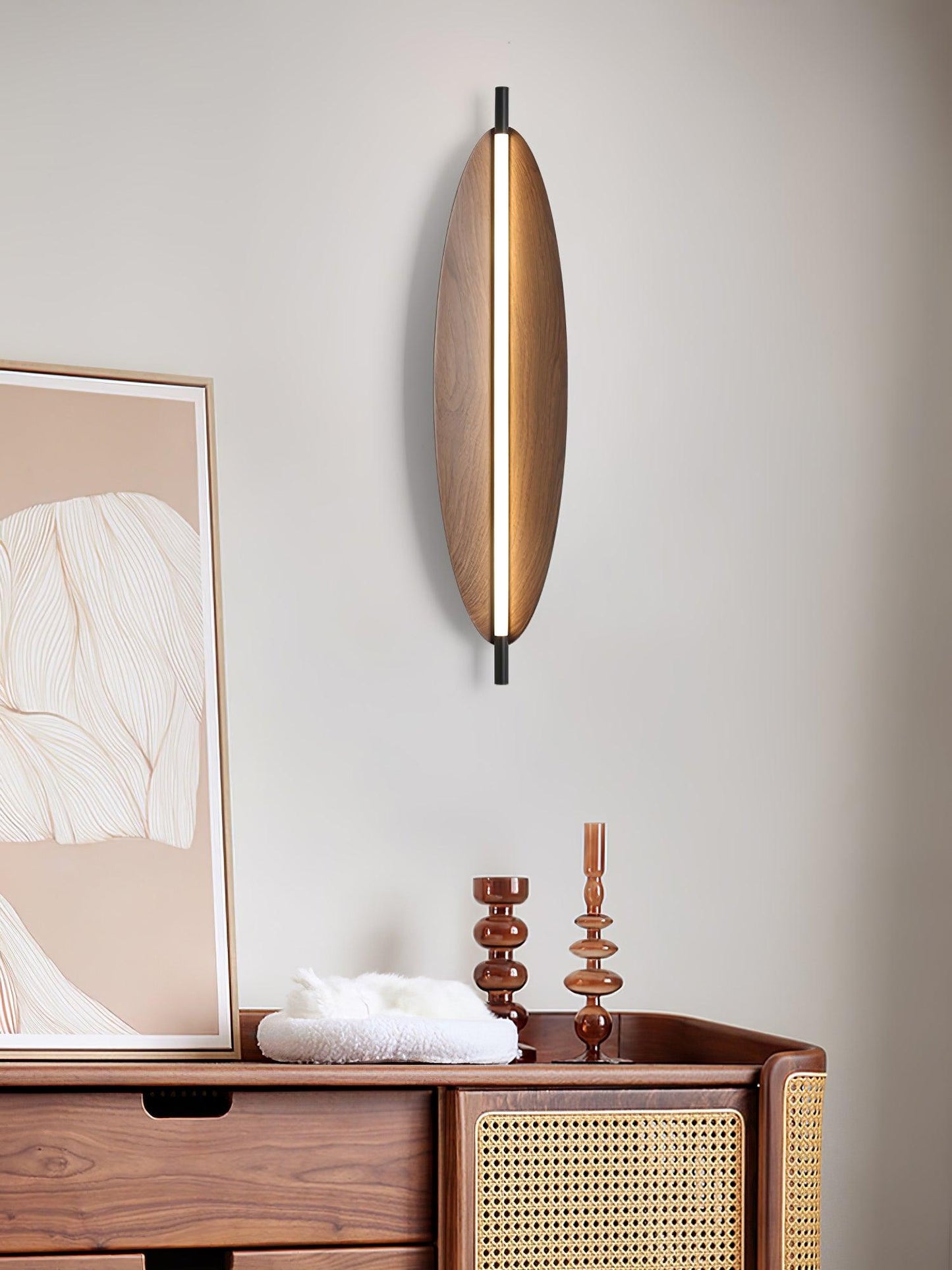 Wall Sconce Light | Walnut Wood Finish | Set of 2