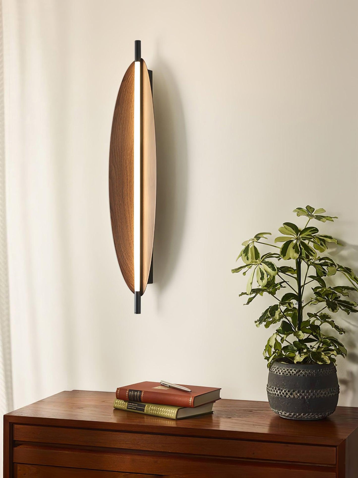 Wall Sconce Light | Walnut Wood Finish | Set of 2