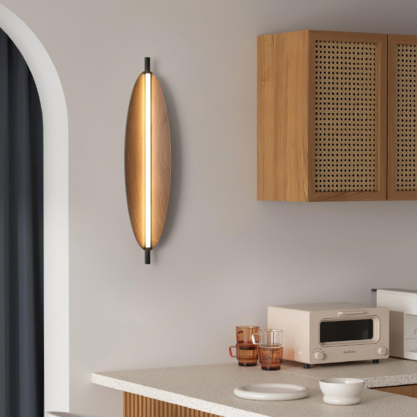 Wall Sconce Light | Walnut Wood Finish | Set of 2