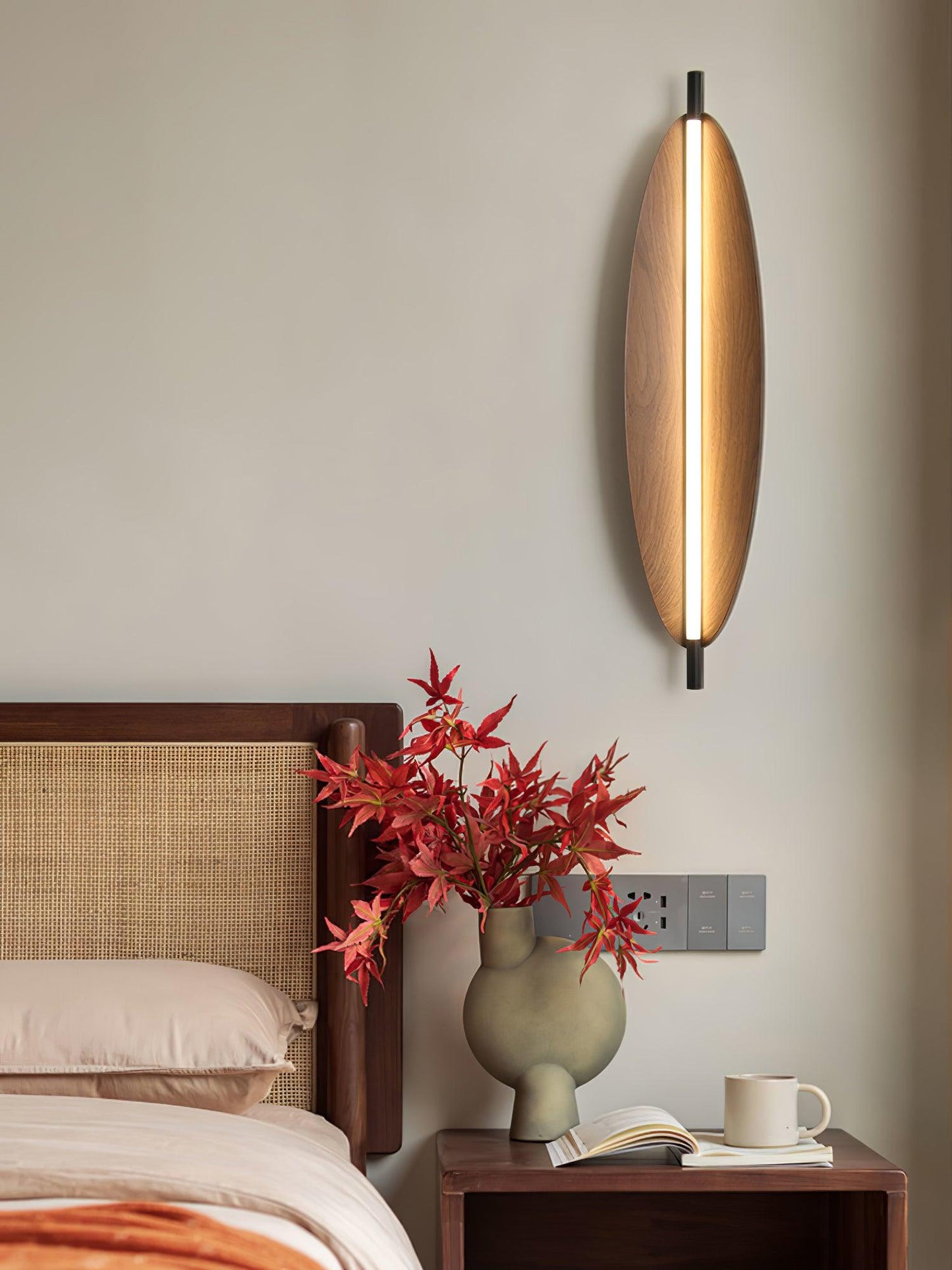 Wall Sconce Light | Walnut Wood Finish | Set of 2
