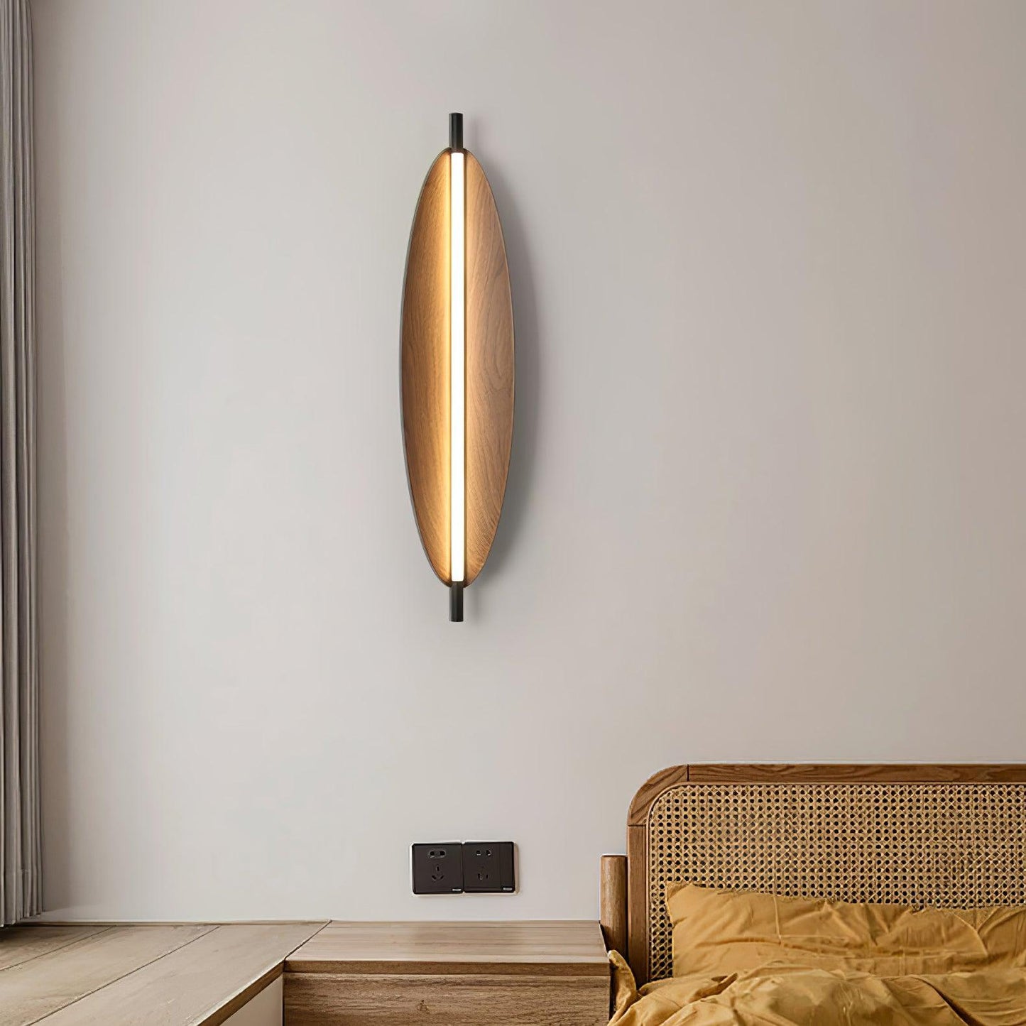 Wall Sconce Light | Walnut Wood Finish | Set of 2