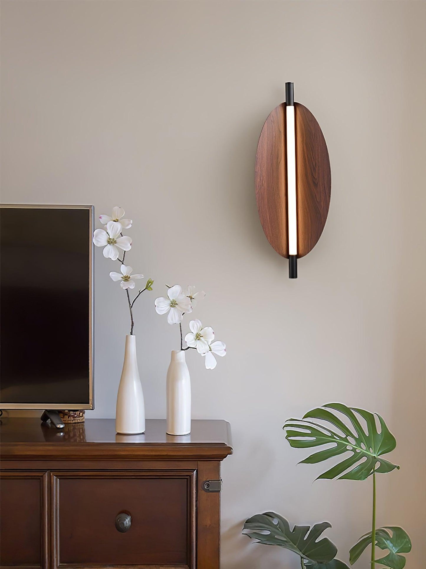 Wall Sconce Light | Walnut Wood Finish | Set of 2