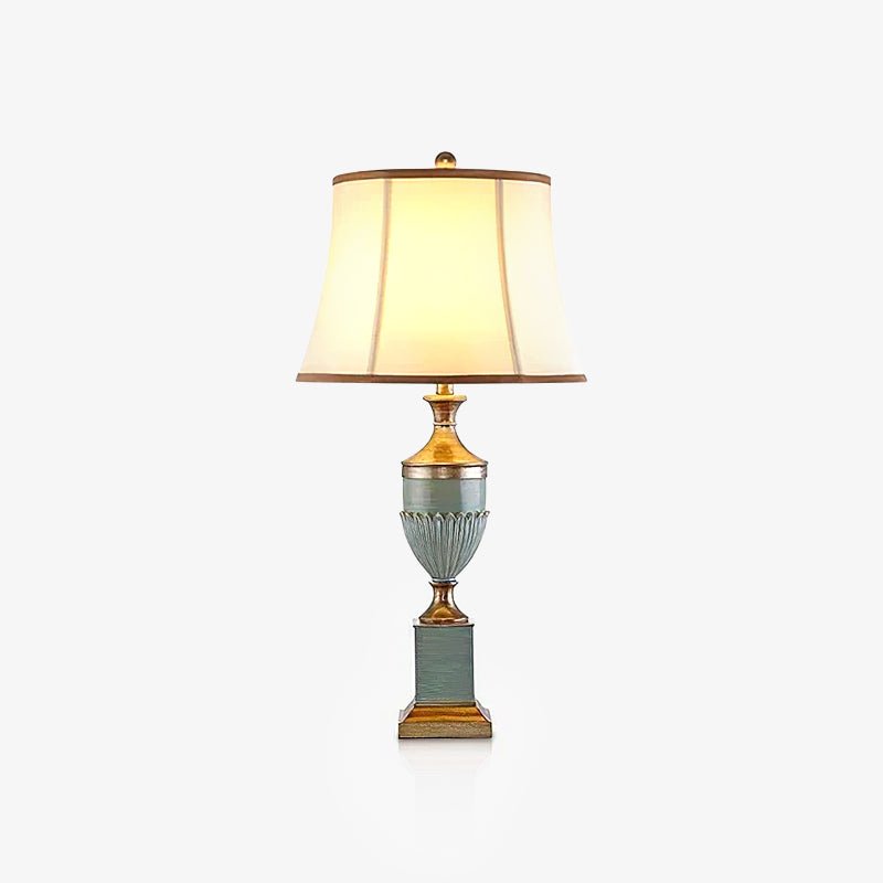 Art Deco Table Lamp | Chiseled Resin Base | Green and Gold Finish