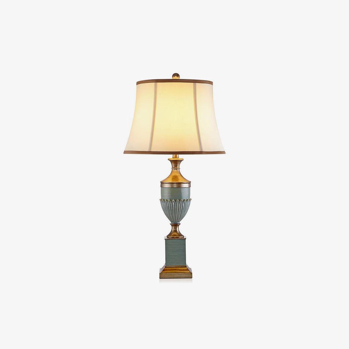 Art Deco Table Lamp | Chiseled Resin Base | Green and Gold Finish