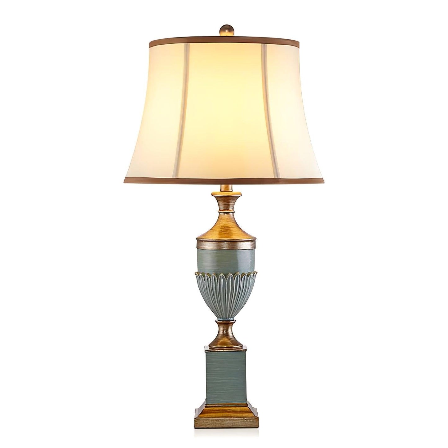 Art Deco Table Lamp | Chiseled Resin Base | Green and Gold Finish