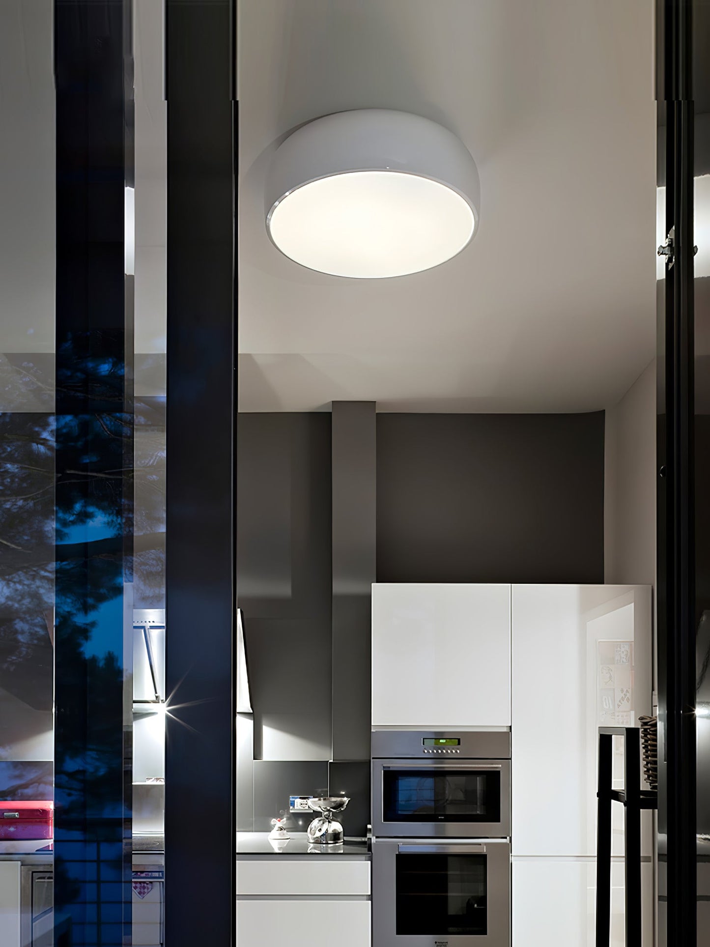 Smithfield Ceiling Light | Aluminum & Opalescent Diffuser | Black or White