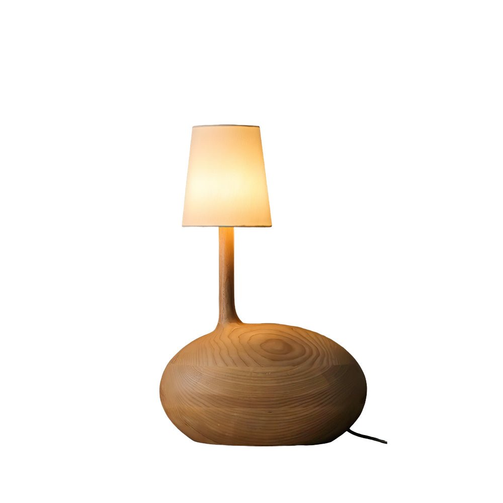 Snail Table Lamp | Wooden Base with White Shade | 30cm Diameter