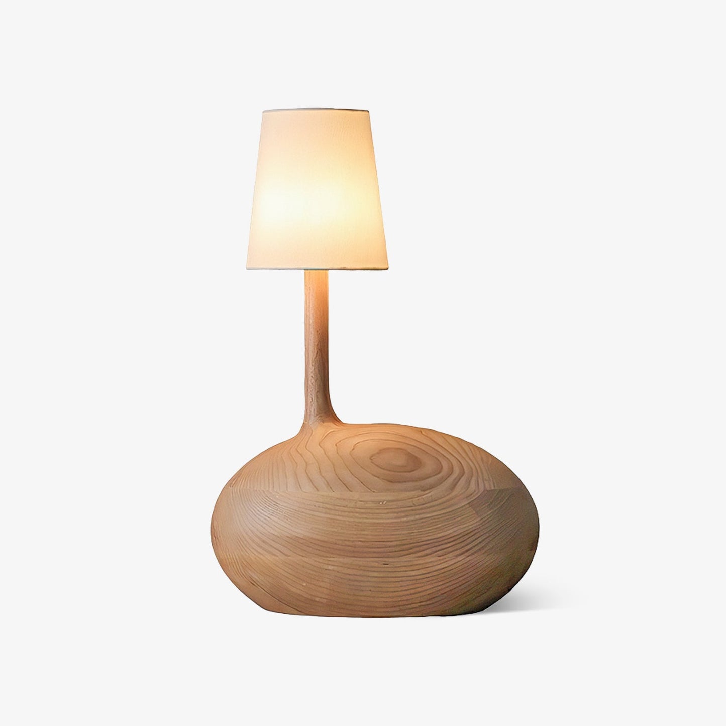 Snail Table Lamp | Wooden Base with White Shade | 30cm Diameter