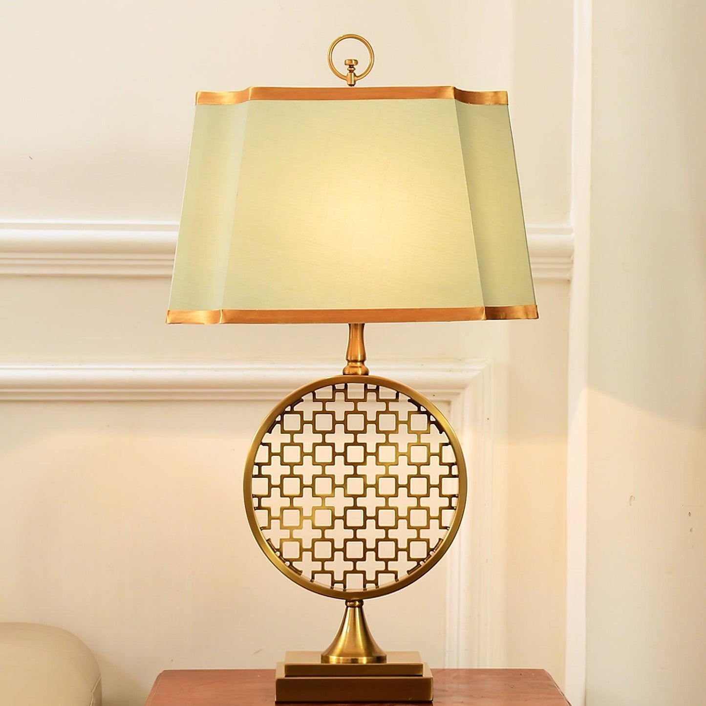 Soho Table Lamp | Brass & Linen | Blue and Gold