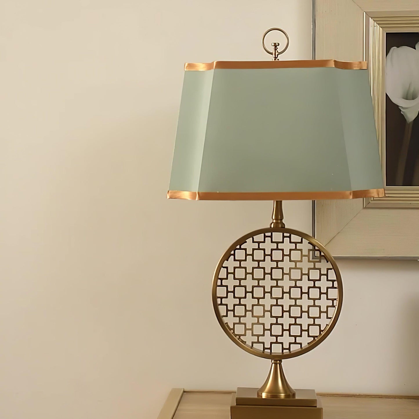 Soho Table Lamp | Brass & Linen | Blue and Gold
