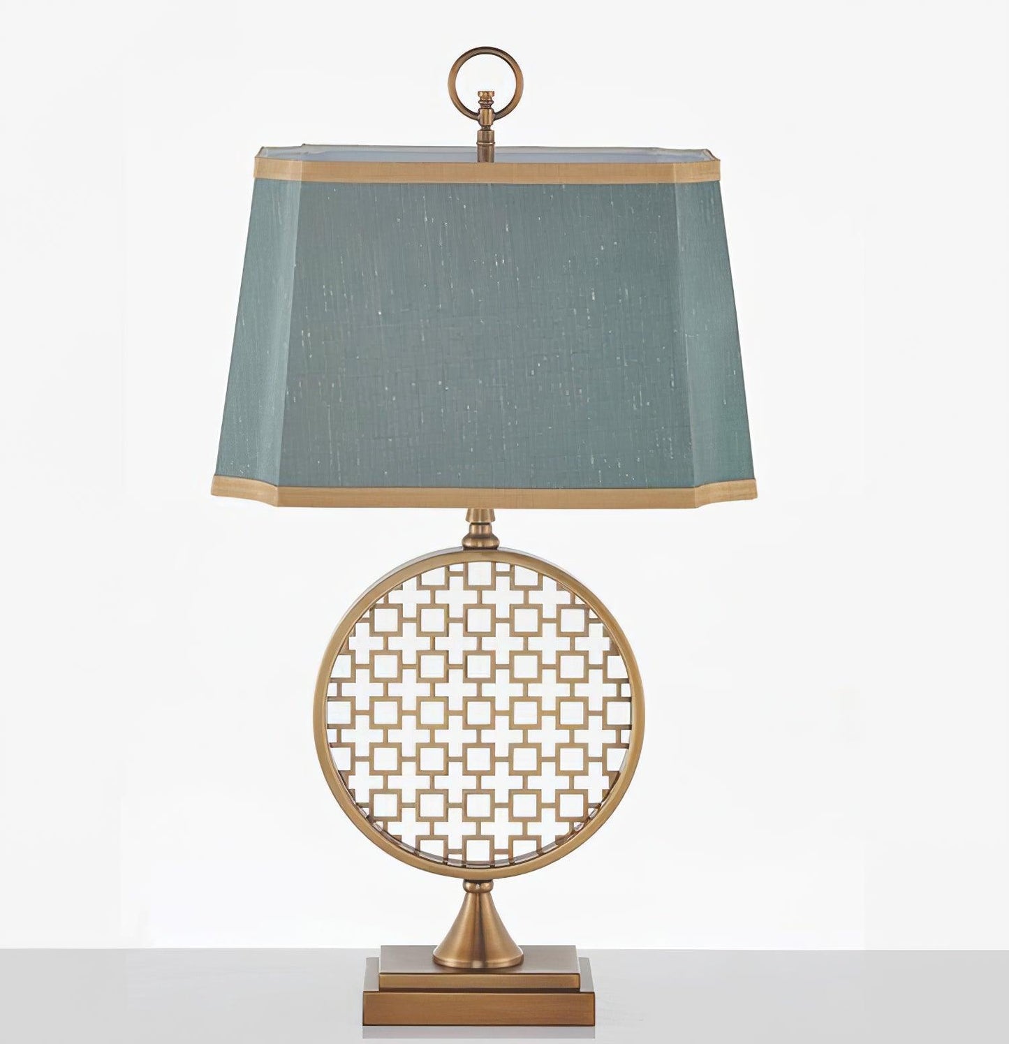 Soho Table Lamp | Brass & Linen | Blue and Gold