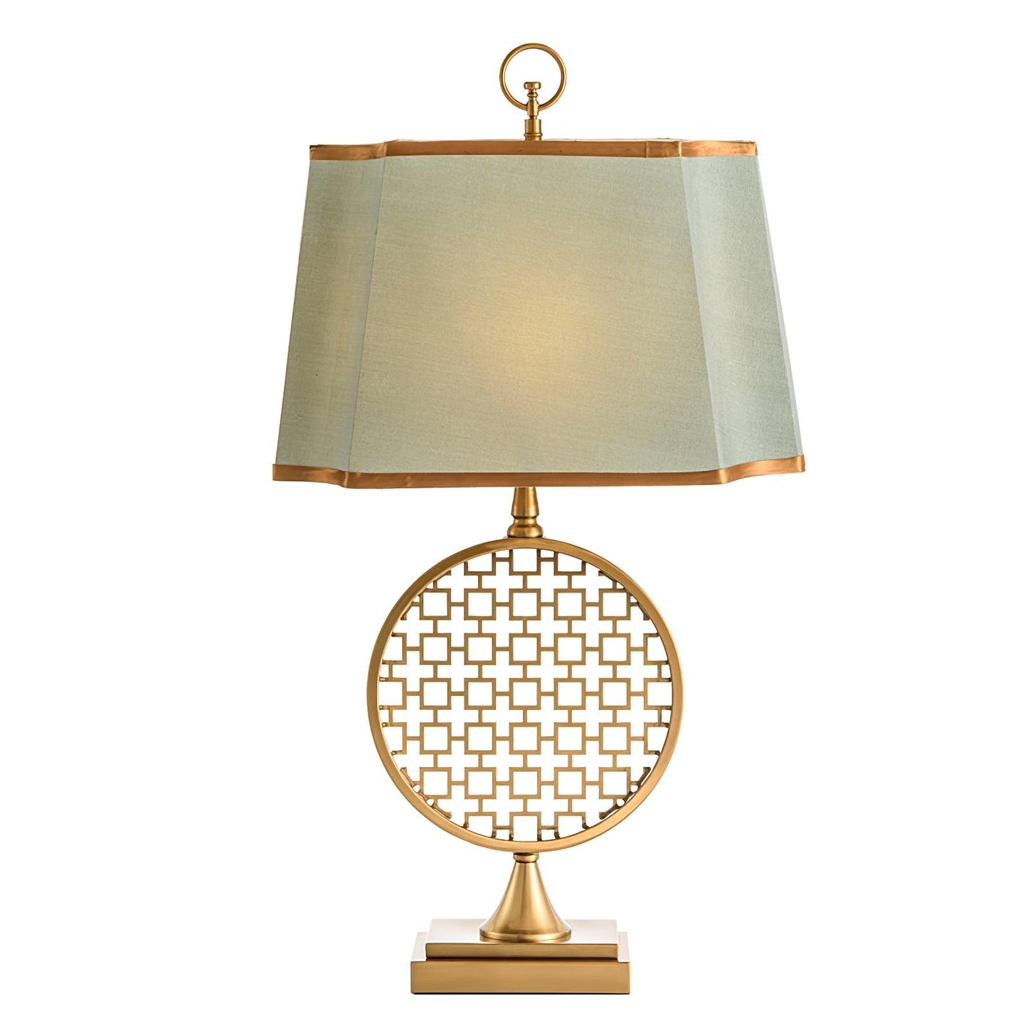 Soho Table Lamp | Brass & Linen | Blue and Gold