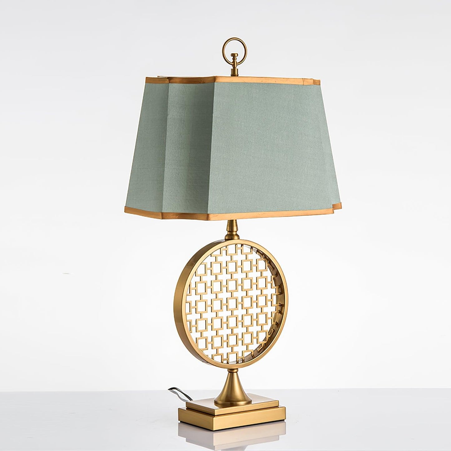 Soho Table Lamp | Brass & Linen | Blue and Gold