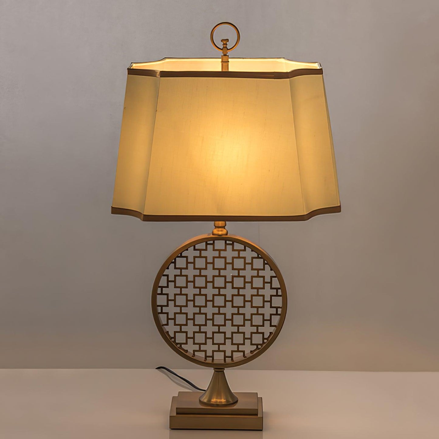 Soho Table Lamp | Brass & Linen | Blue and Gold