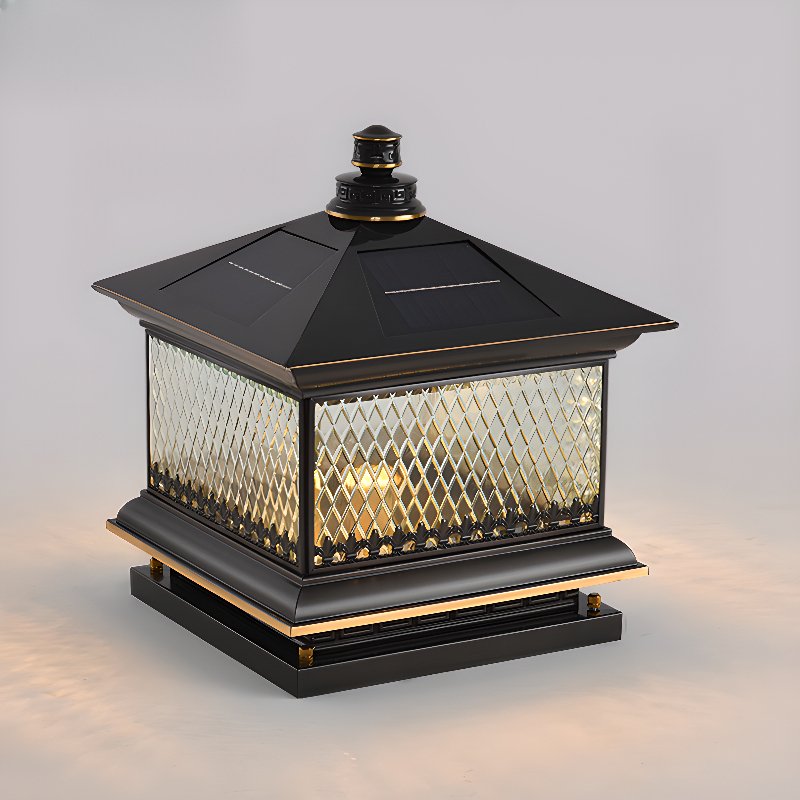 Diamond Solar Post Outdoor Light | Solar Powered | Black