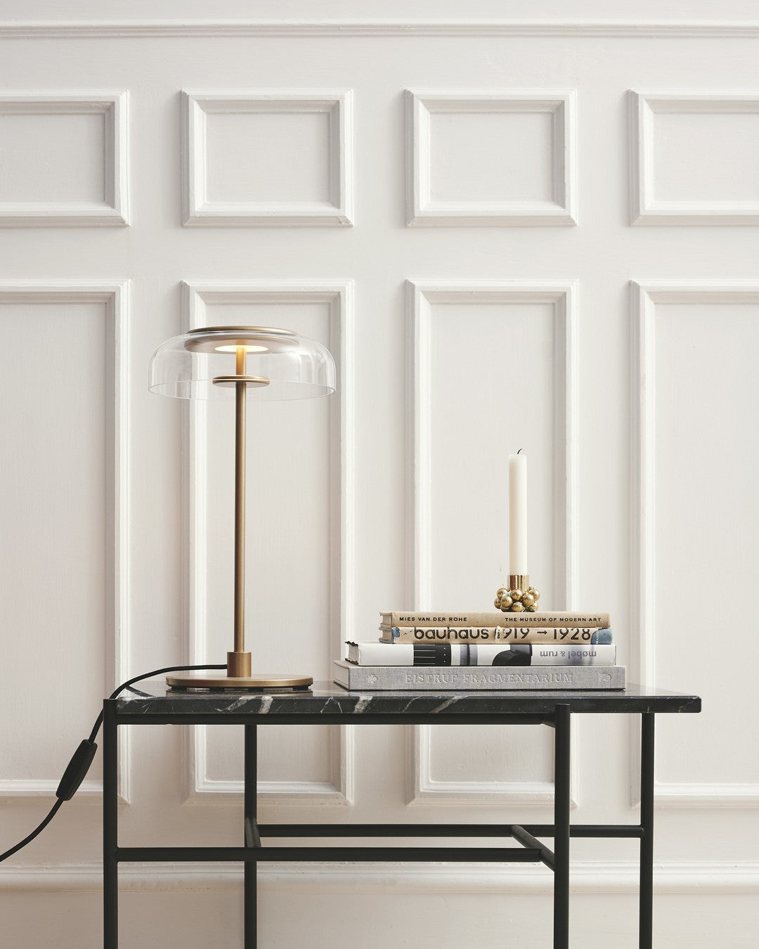 Solara Table Lamp | Brass & Glass | Clear or Grey Shade