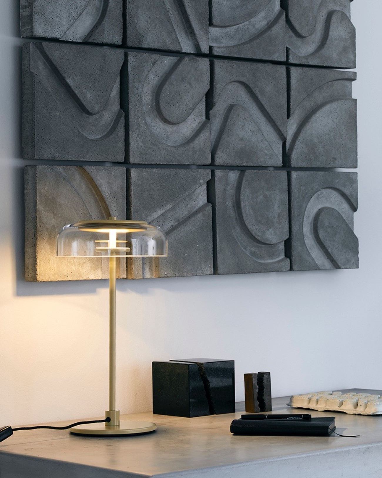 Solara Table Lamp | Brass & Glass | Clear or Grey Shade