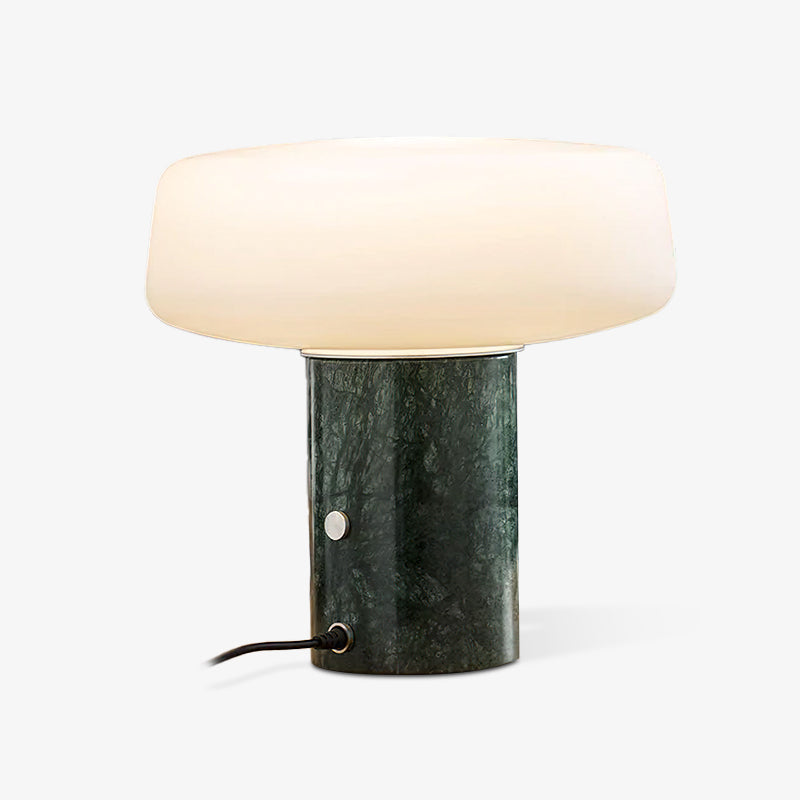 Table Lamp | Hand-Blown Glass Shade | White or Green Marble Base
