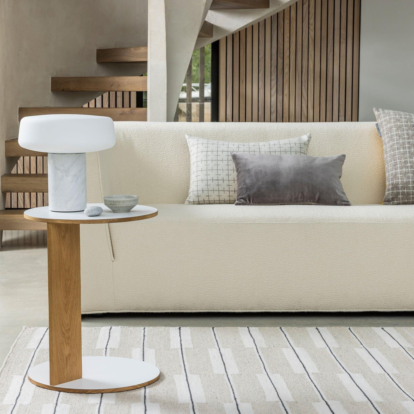 Table Lamp | Hand-Blown Glass Shade | White or Green Marble Base