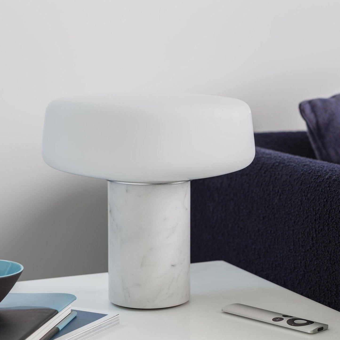 Table Lamp | Hand-Blown Glass Shade | White or Green Marble Base