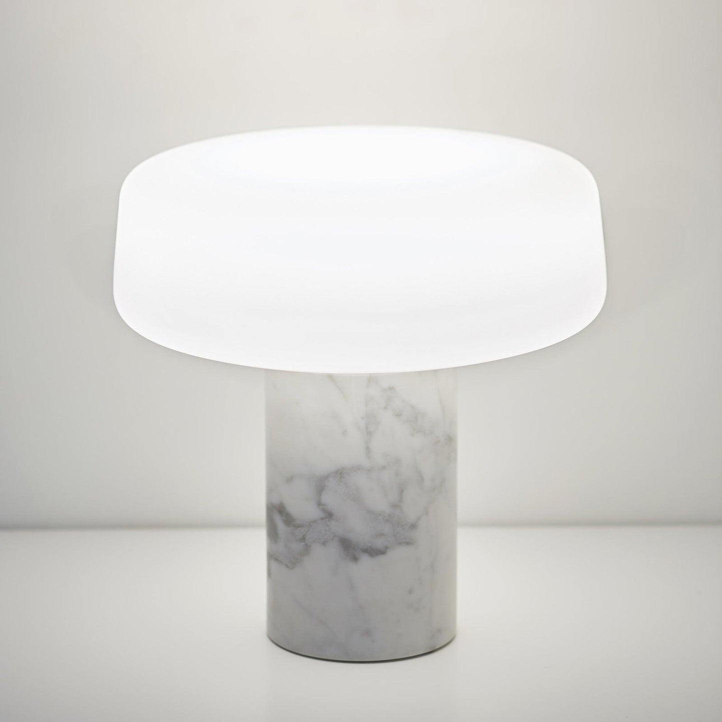 Table Lamp | Hand-Blown Glass Shade | White or Green Marble Base