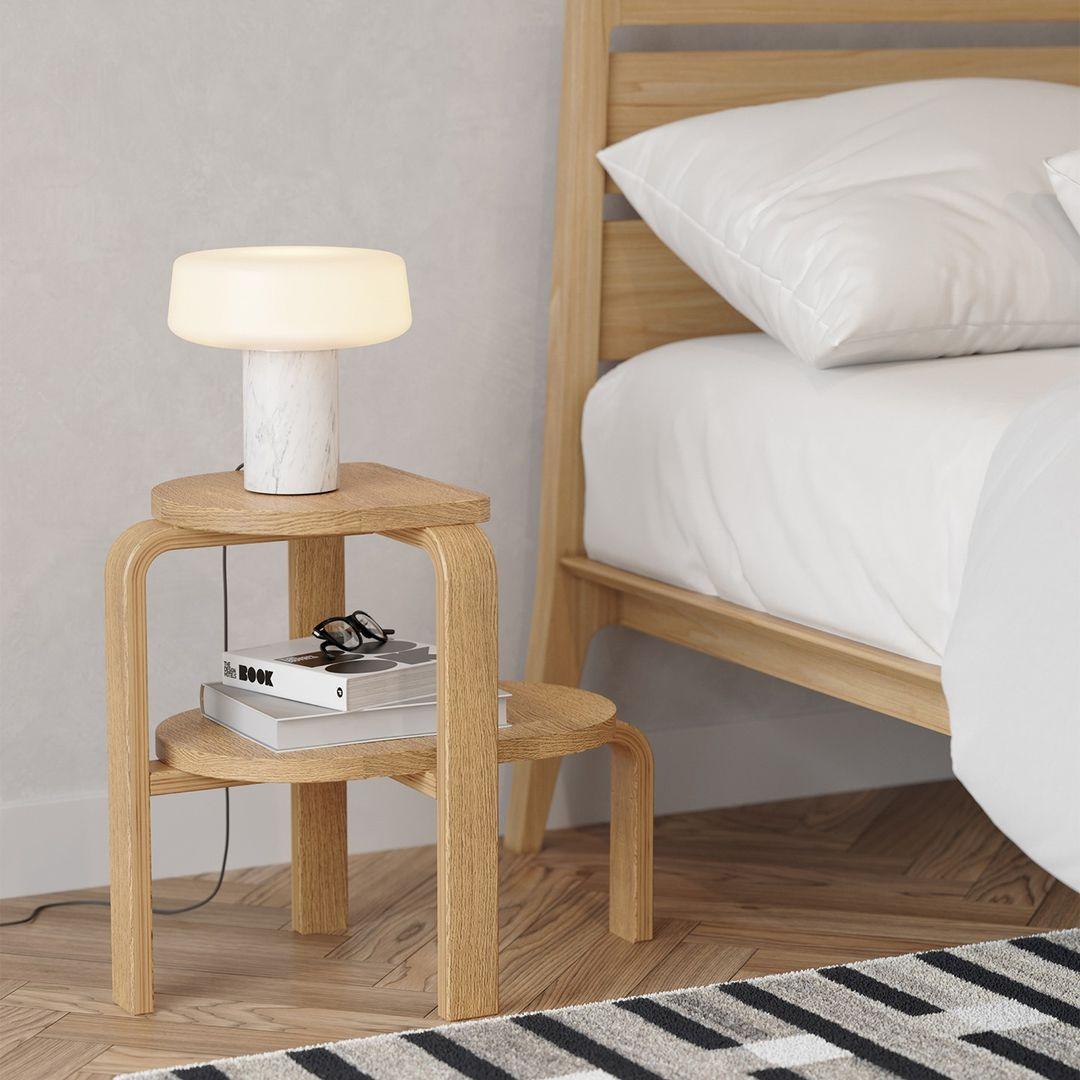 Table Lamp | Hand-Blown Glass Shade | White or Green Marble Base