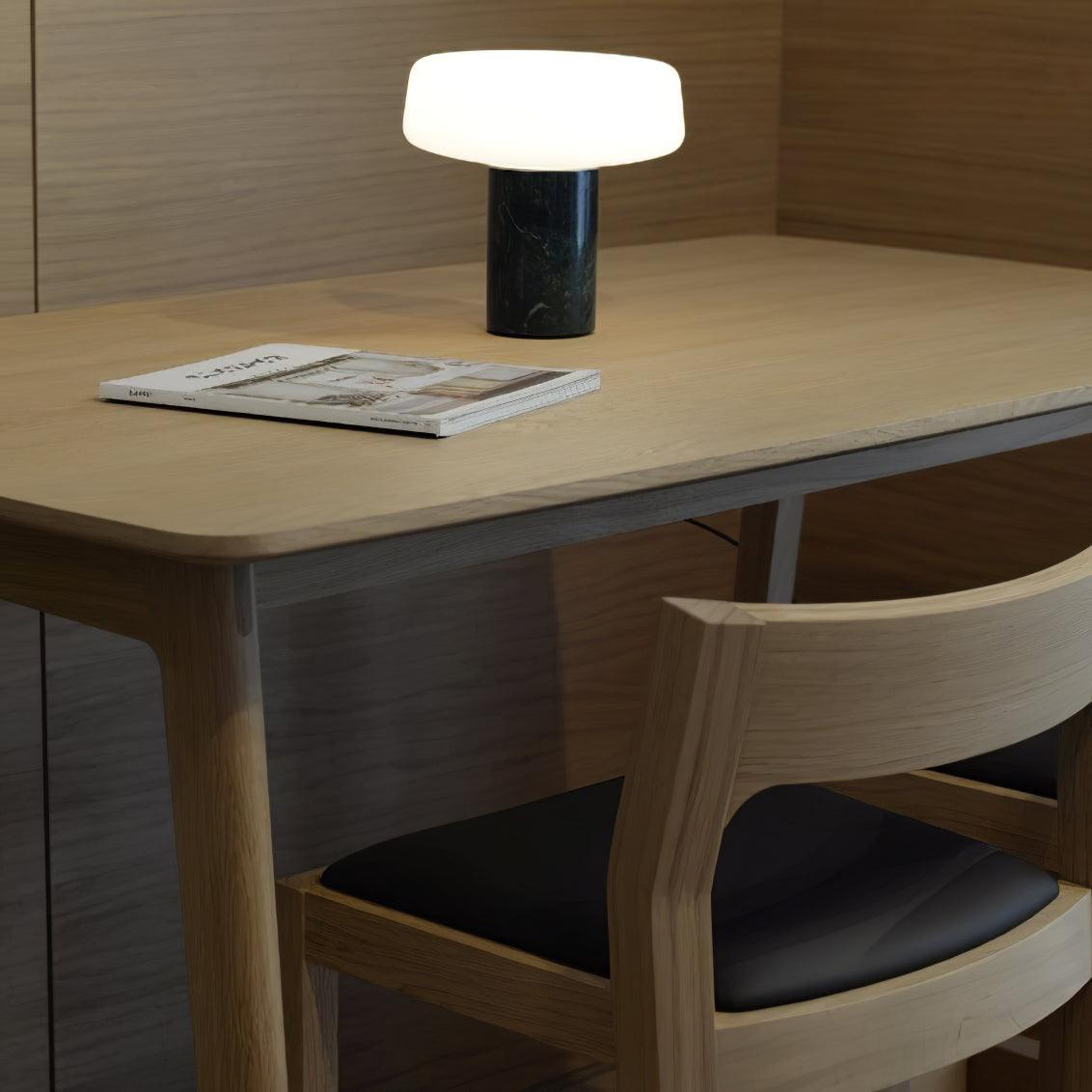 Table Lamp | Hand-Blown Glass Shade | White or Green Marble Base