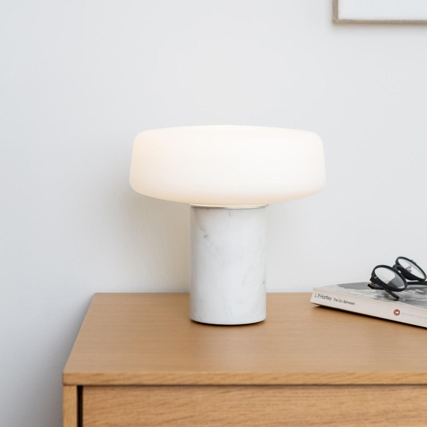 Table Lamp | Hand-Blown Glass Shade | White or Green Marble Base