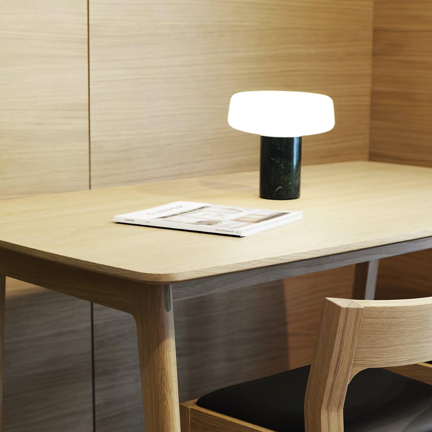 Table Lamp | Hand-Blown Glass Shade | White or Green Marble Base