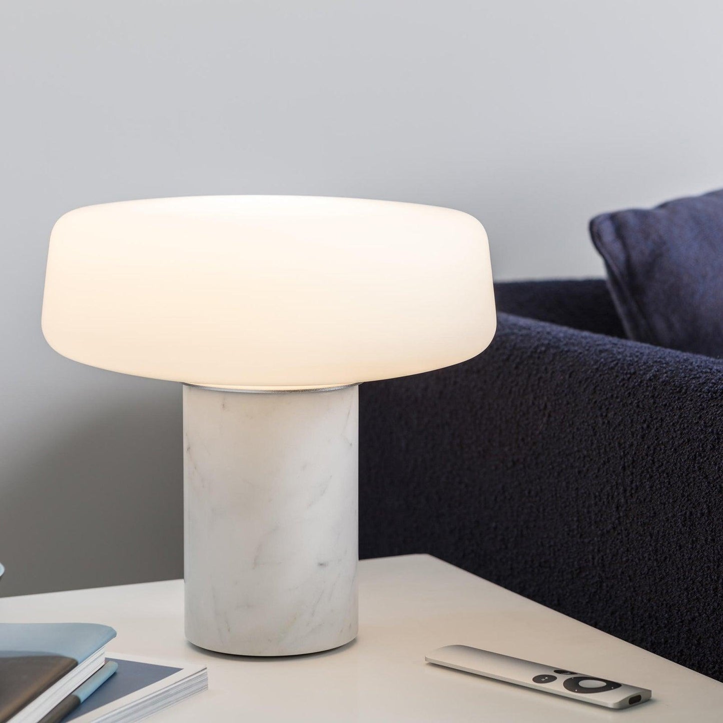 Table Lamp | Hand-Blown Glass Shade | White or Green Marble Base