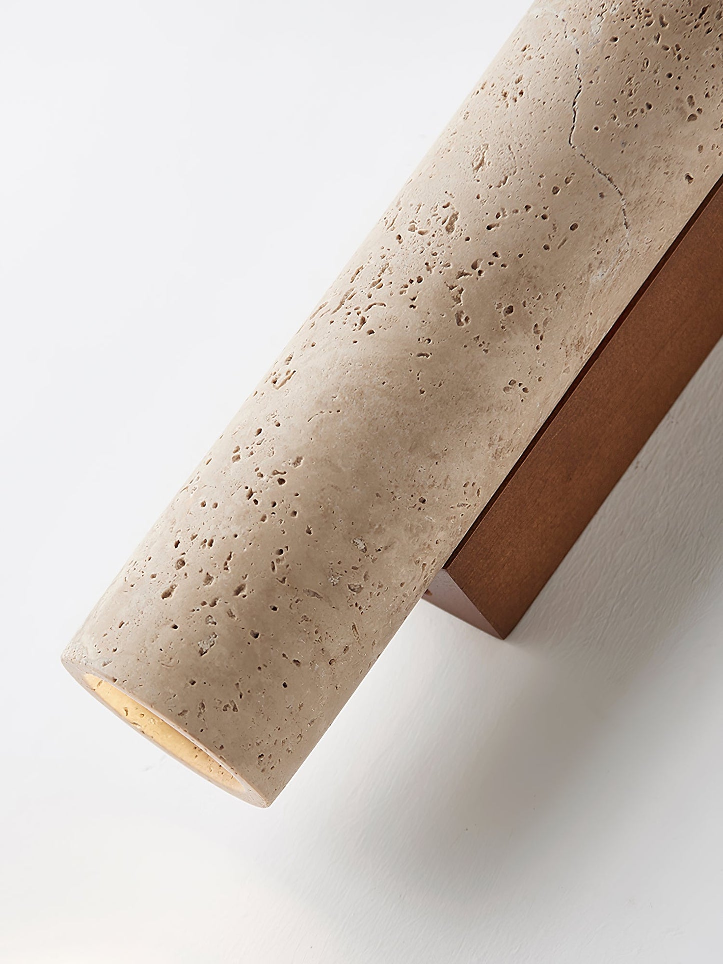 Solis Wall Lamp | Yellow Travertine & Walnut Wood | 32cm Height