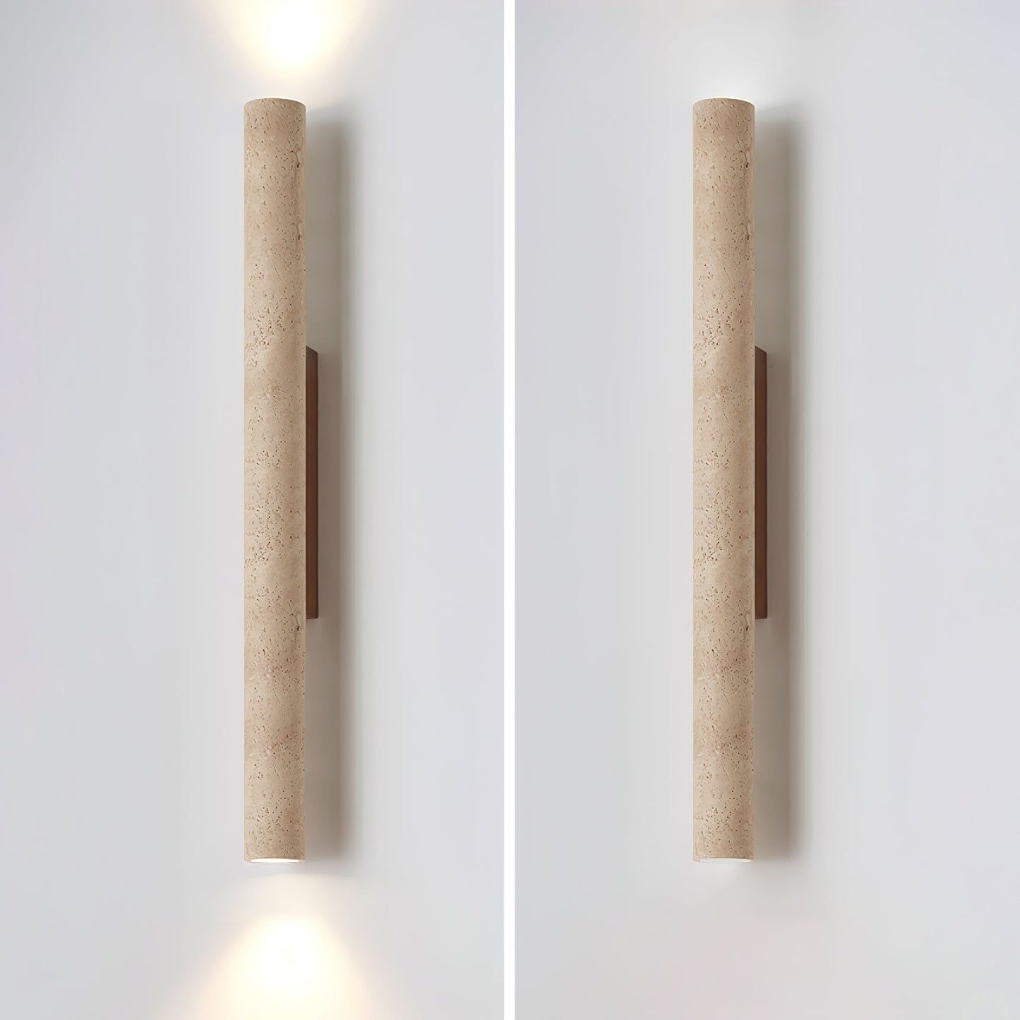 Solis Wall Lamp | Yellow Travertine & Walnut Wood | 32cm Height