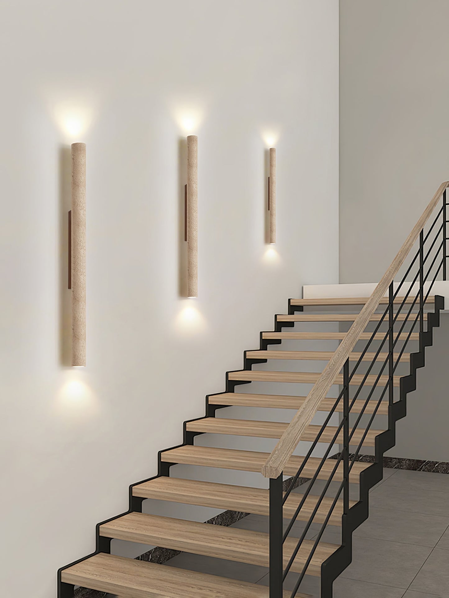 Solis Wall Lamp | Yellow Travertine & Walnut Wood | 32cm Height