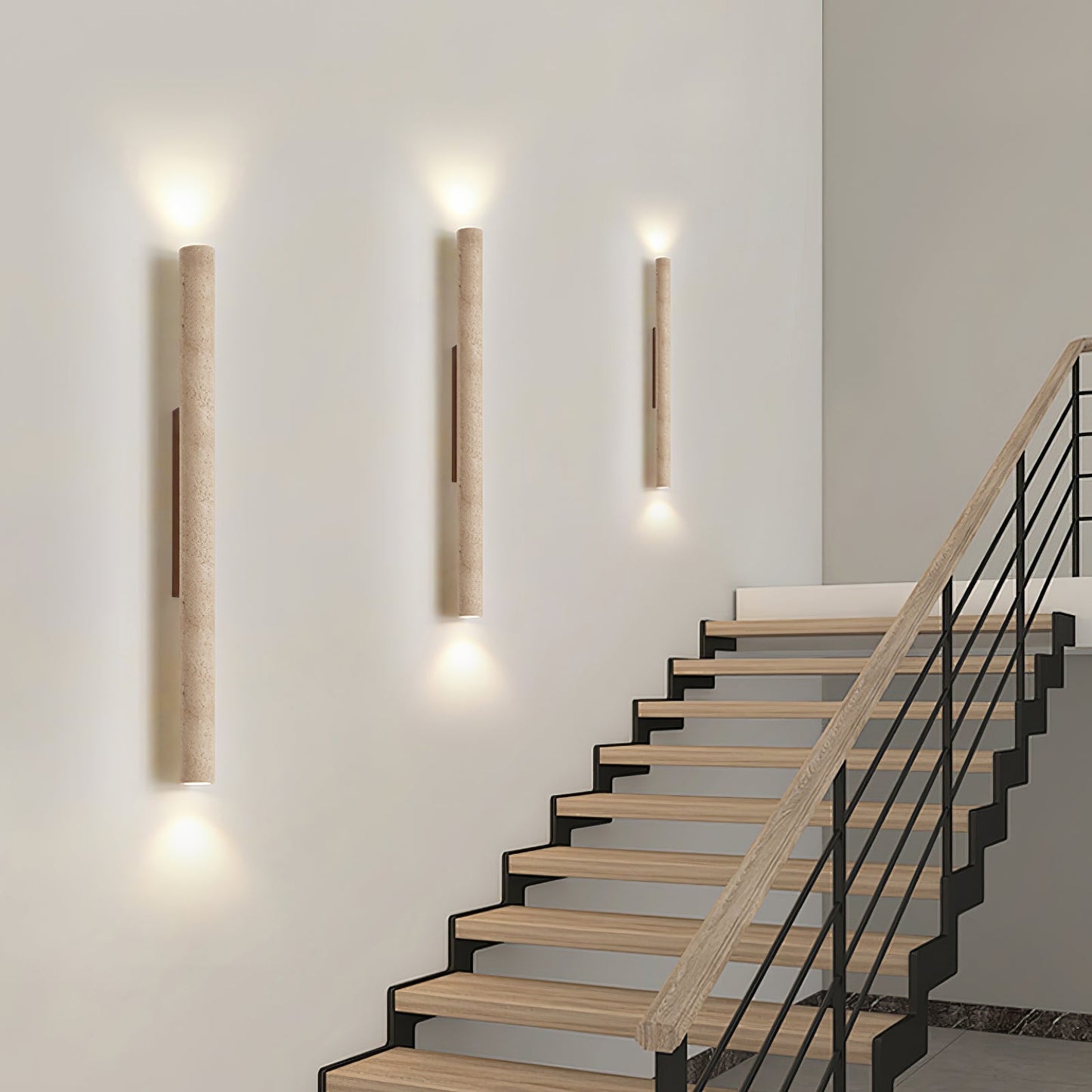 Solis Wall Lamp | Yellow Travertine & Walnut Wood | 32cm Height