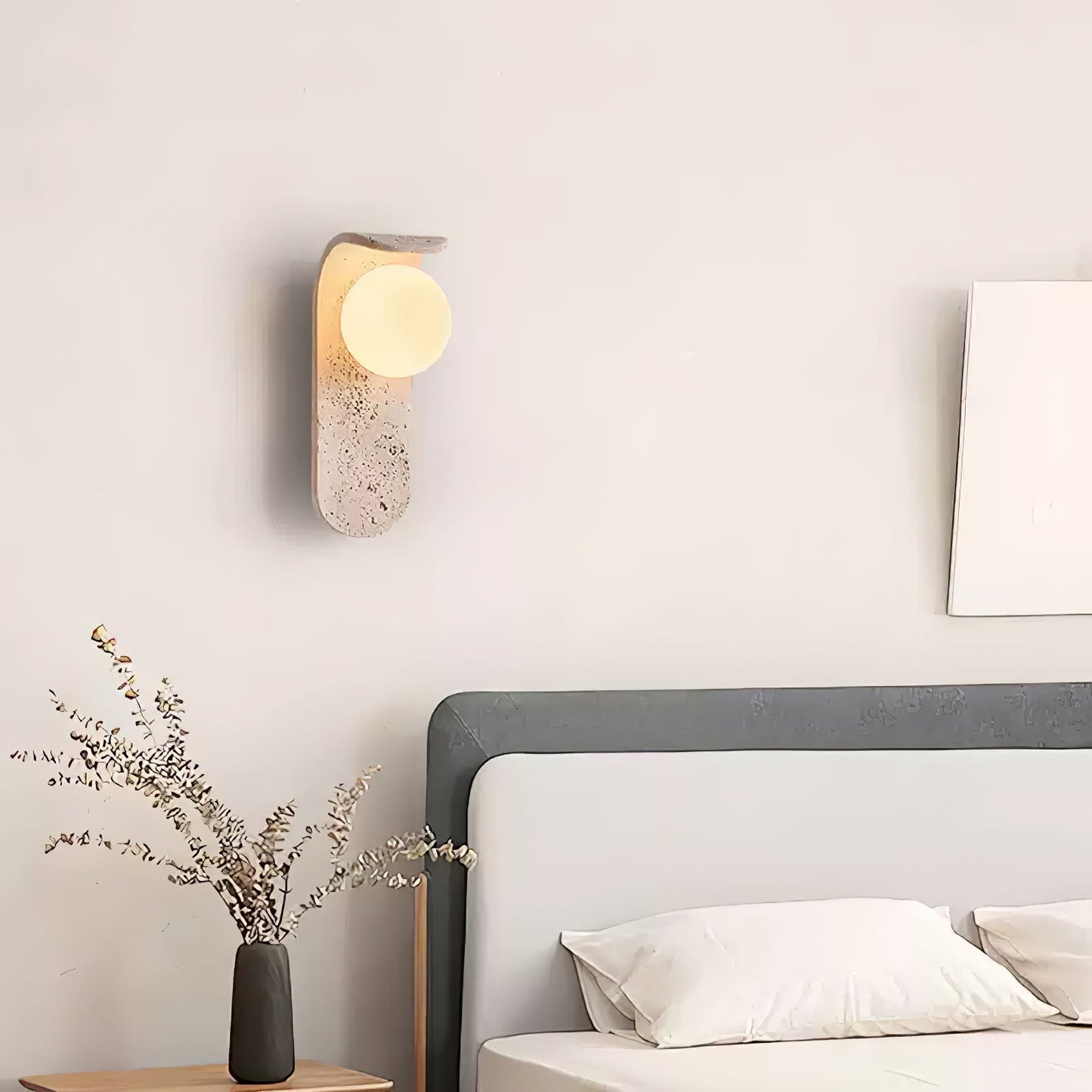 Solis Curve Wall Lamp | Yellow Travertine & Glass | 9.8" Height
