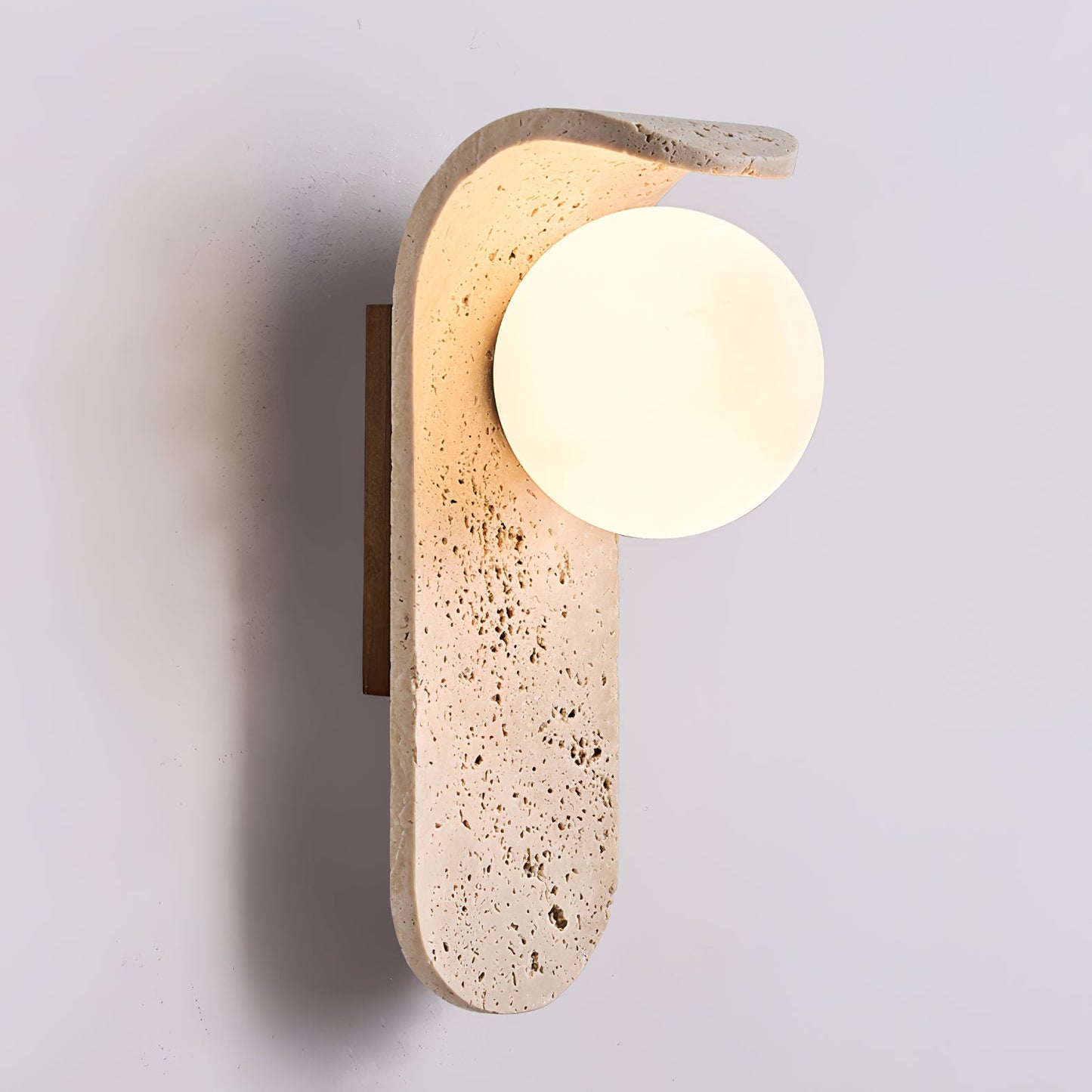 Solis Curve Wall Lamp | Yellow Travertine & Glass | 9.8" Height
