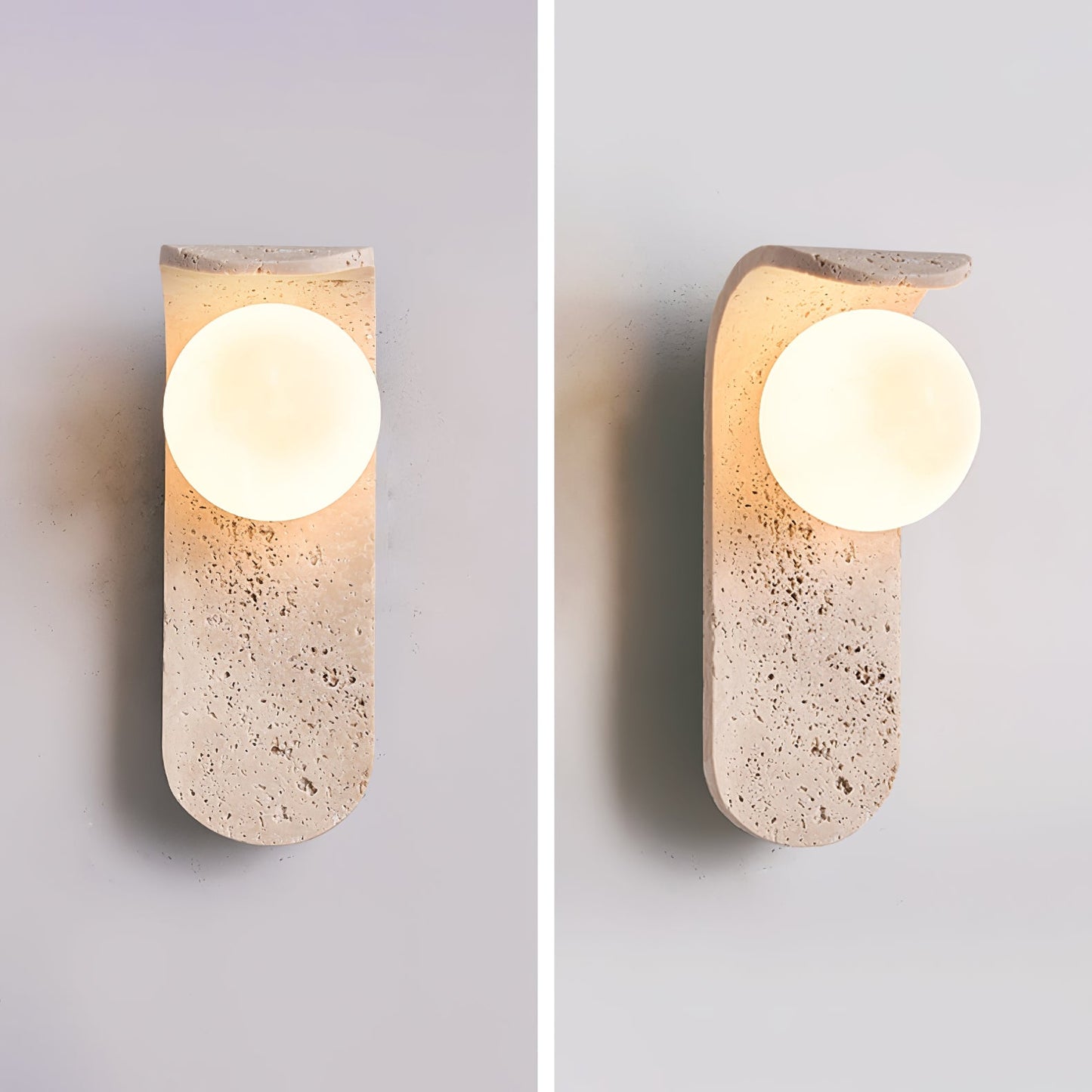 Solis Curve Wall Lamp | Yellow Travertine & Glass | 9.8" Height