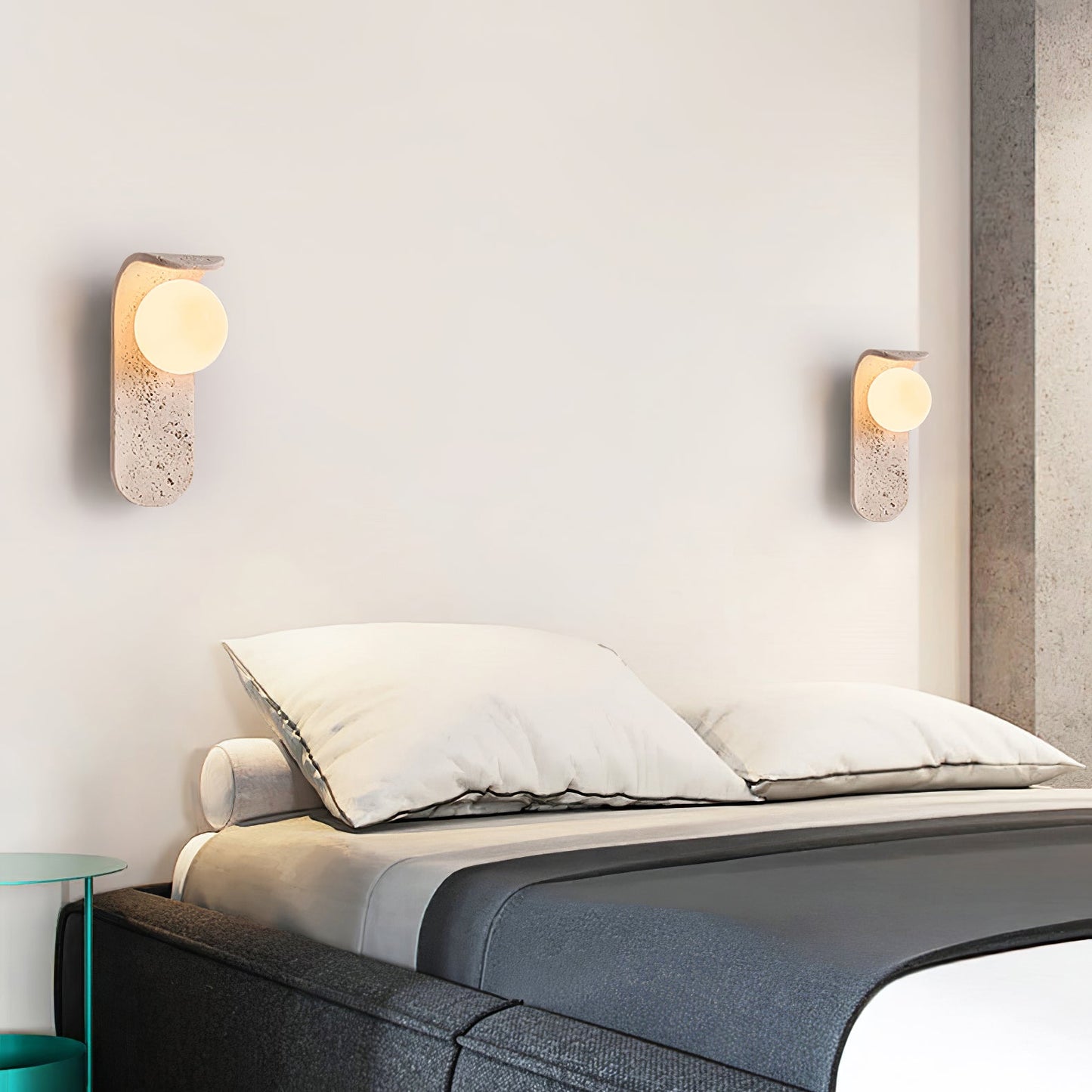 Solis Curve Wall Lamp | Yellow Travertine & Glass | 9.8" Height