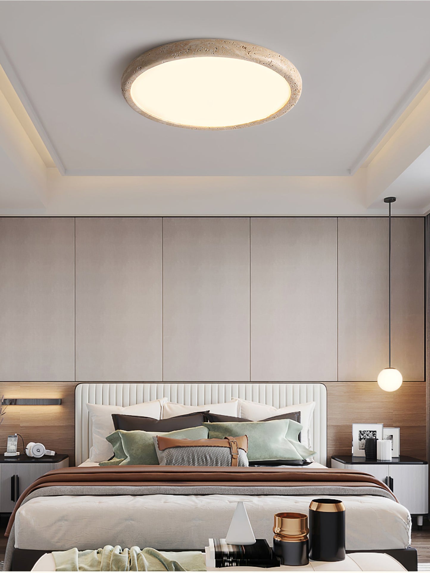 Solis Horizon Ceiling Light | Yellow Travertine | Multiple Sizes Available