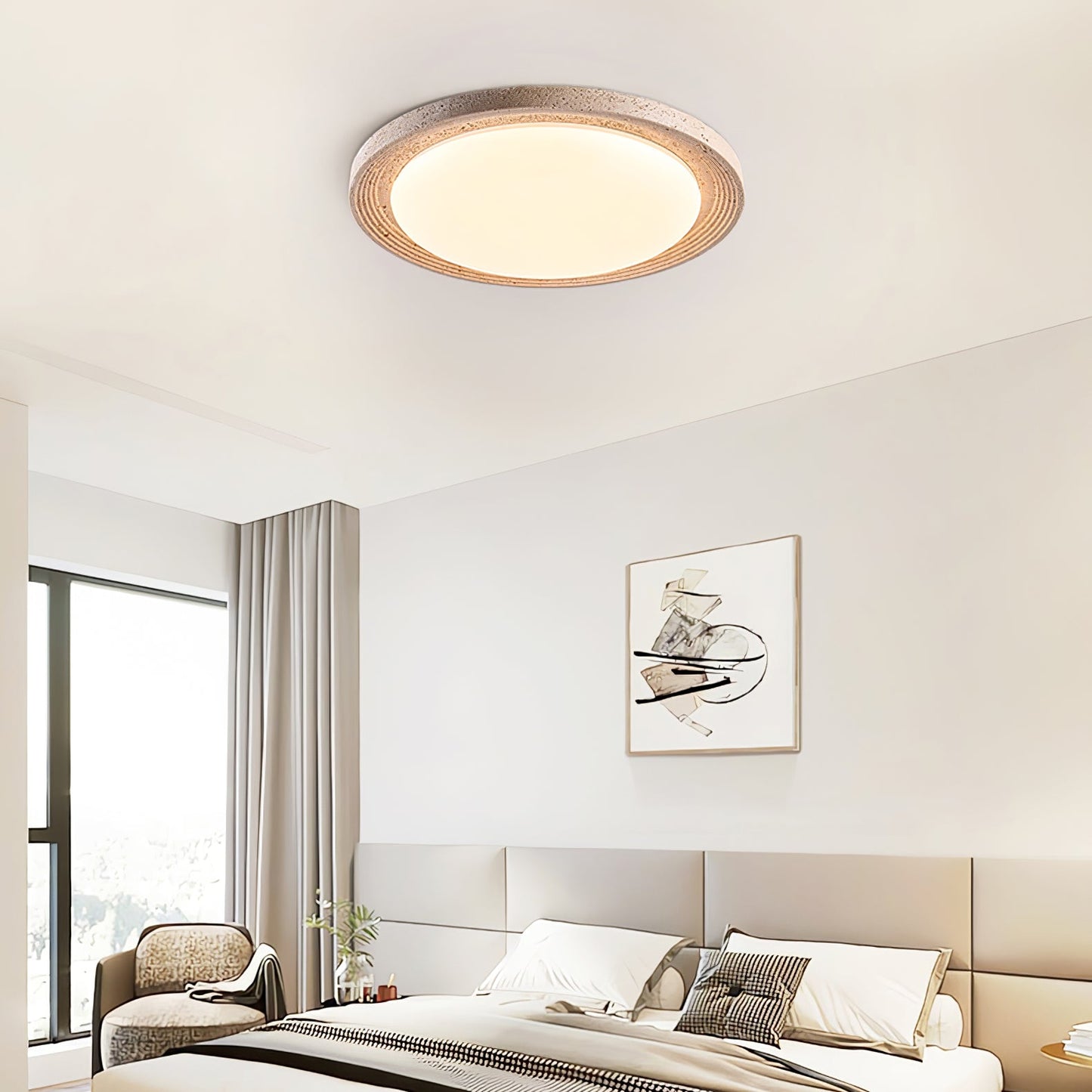 Soluna Ceiling Light | Yellow Travertine & Acrylic | Multiple Sizes Available