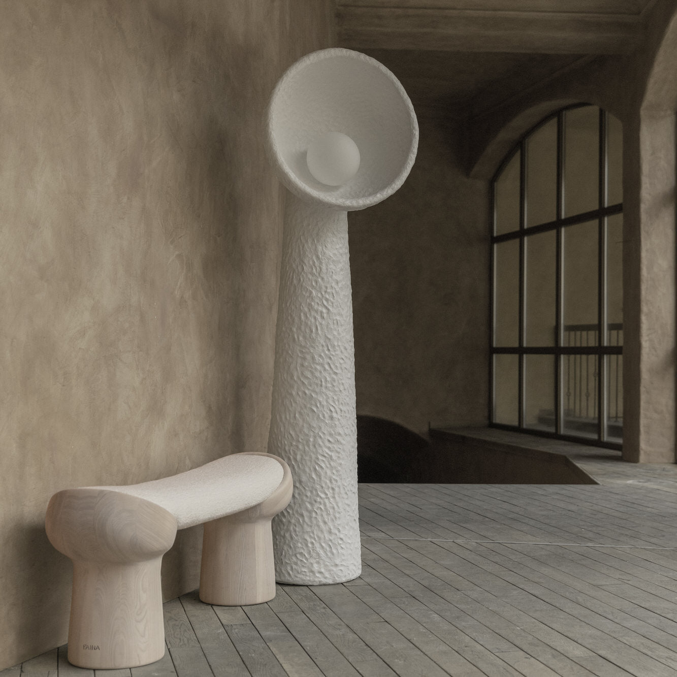 Soniah Floor Lamp | Handcrafted Resin | White