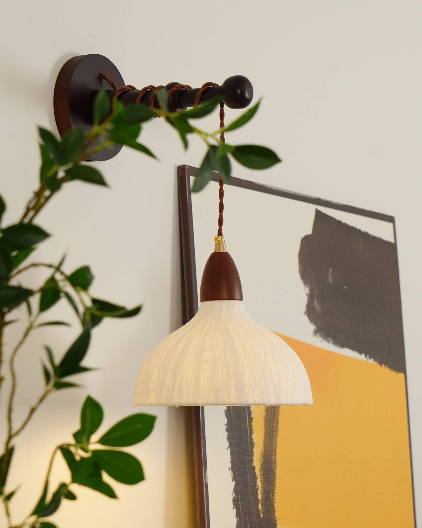 Soren Wall Lamp Set | Rice Paper Shade & Walnut Wood | Adjustable Height