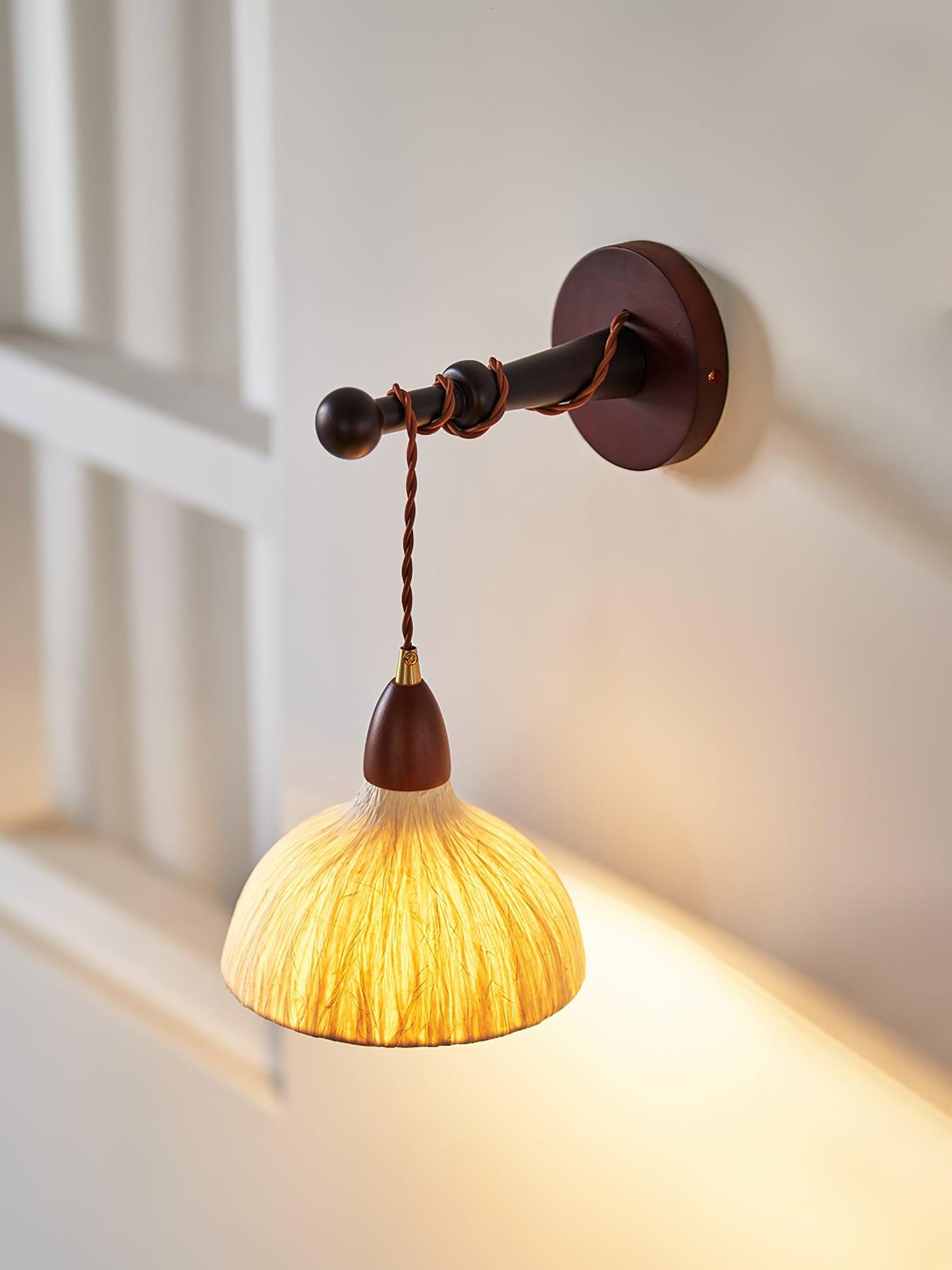 Soren Wall Lamp Set | Rice Paper Shade & Walnut Wood | Adjustable Height