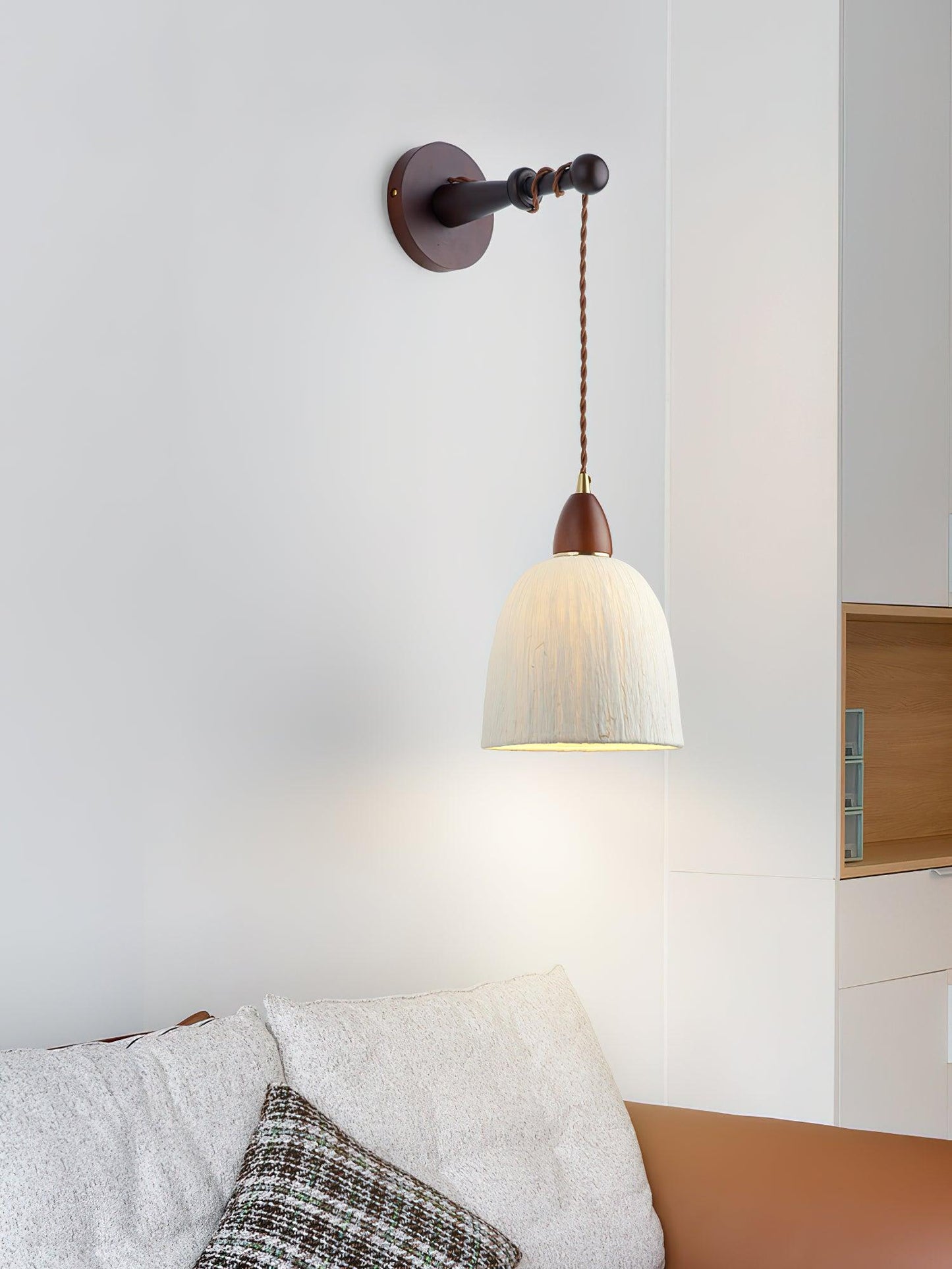 Soren Wall Lamp Set | Rice Paper Shade & Walnut Wood | Adjustable Height