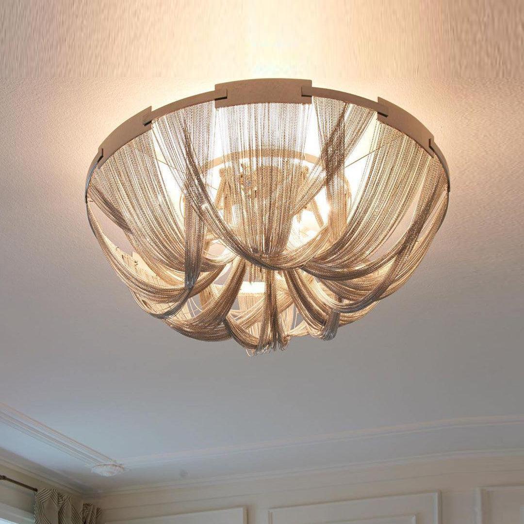 Aluminum Chain Ceiling Light | Modern Metal Design | Gold & Silver Options