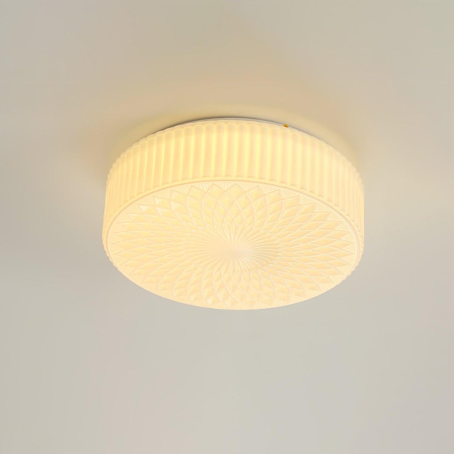 Souffle Ceiling Lamp | Creamy Yellow & White Finish | 35cm Diameter